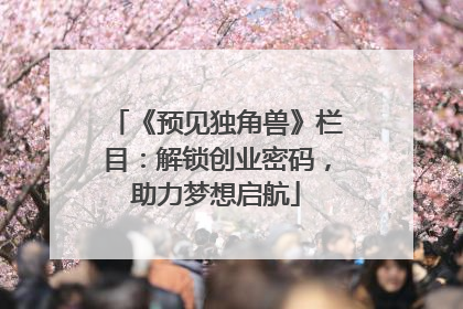 《预见独角兽》栏目：解锁创业密码，助力梦想启航