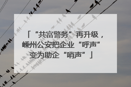 “共富警务”再升级，嵊州公安把企业“呼声”变为助企“哨声”