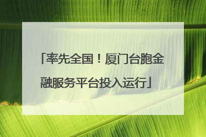 率先全国！厦门台胞金融服务平台投入运行