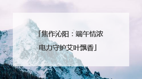 焦作沁阳：端午情浓 电力守护艾叶飘香