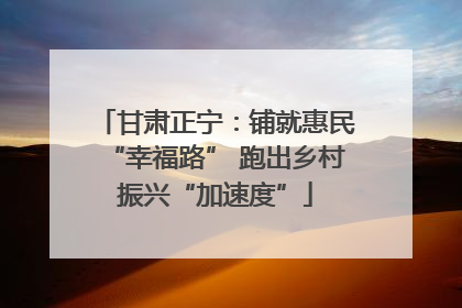 甘肃正宁：铺就惠民“幸福路” 跑出乡村振兴“加速度”