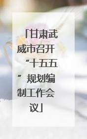 甘肃武威市召开“十五五”规划编制工作会议