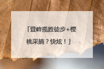 登峰揽胜徒步+樱桃采摘？快炫！