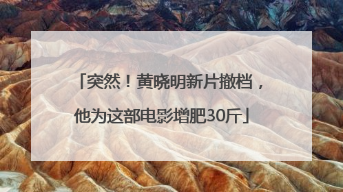 突然！黄晓明新片撤档，他为这部电影增肥30斤