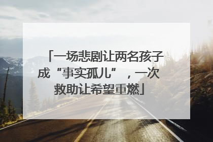 一场悲剧让两名孩子成“事实孤儿”，一次救助让希望重燃