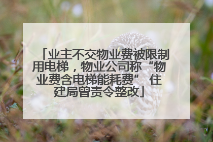 业主不交物业费被限制用电梯，物业公司称“物业费含电梯能耗费” 住建局曾责令整改
