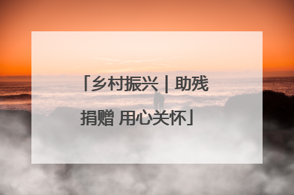 乡村振兴｜助残捐赠 用心关怀