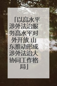 以高水平涉外法治服务高水平对外开放 山东推动形成涉外法治大协同工作格局