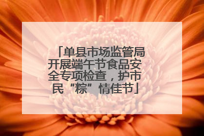 单县市场监管局开展端午节食品安全专项检查，护市民“粽”情佳节