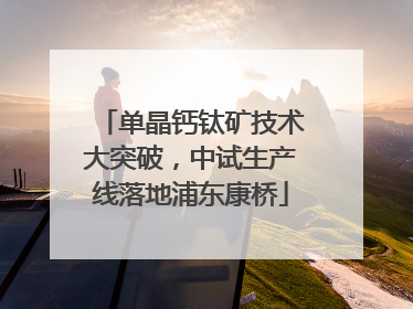 单晶钙钛矿技术大突破，中试生产线落地浦东康桥