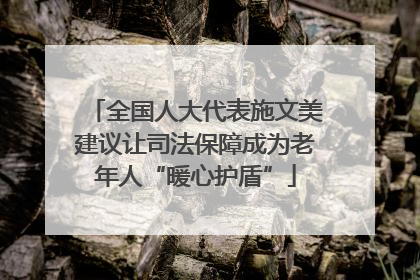 全国人大代表施文美建议让司法保障成为老年人“暖心护盾”