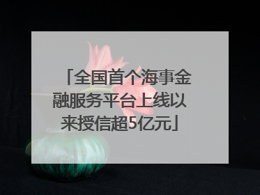 全国首个海事金融服务平台上线以来授信超5亿元