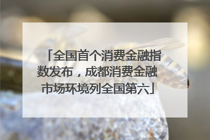 全国首个消费金融指数发布，成都消费金融市场环境列全国第六