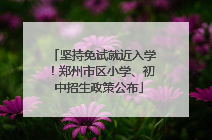 坚持免试就近入学！郑州市区小学、初中招生政策公布