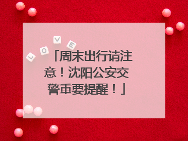 周末出行请注意！沈阳公安交警重要提醒！