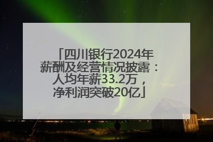 四川银行2024年薪酬及经营情况披露：人均年薪33.2万，净利润突破20亿