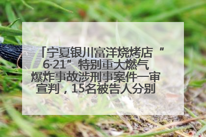 宁夏银川富洋烧烤店“6·21”特别重大燃气爆炸事故涉刑事案件一审宣判，15名被告人分别判刑六年至一年不等