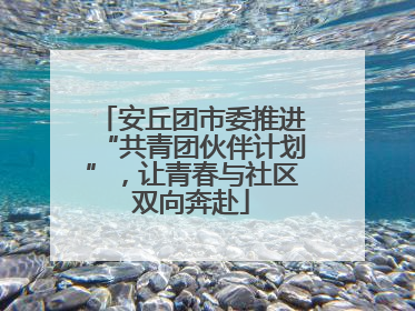 安丘团市委推进“共青团伙伴计划”，让青春与社区双向奔赴
