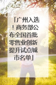 广州入选！商务部公布全国首批零售业创新提升试点城市名单