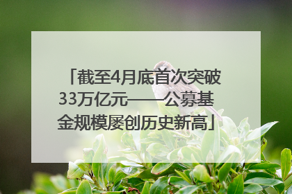 截至4月底首次突破33万亿元——公募基金规模屡创历史新高