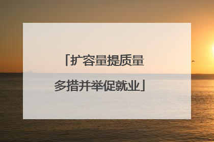 扩容量提质量 多措并举促就业