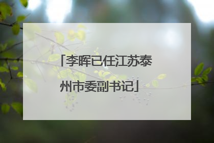 李晖已任江苏泰州市委副书记