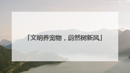 文明养宠物,蔚然树新风
