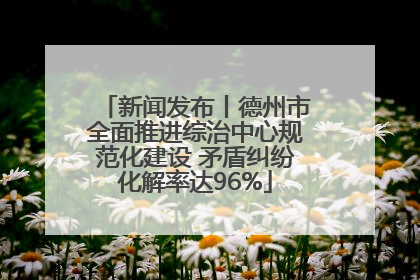 新闻发布丨德州市全面推进综治中心规范化建设 矛盾纠纷化解率达96%