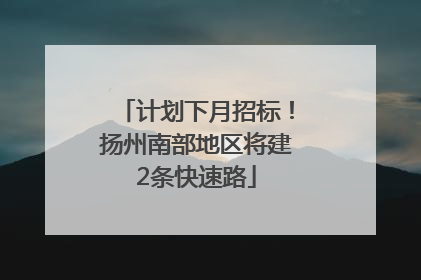 计划下月招标！扬州南部地区将建2条快速路