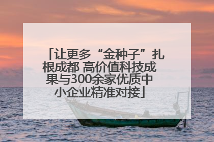 让更多“金种子”扎根成都 高价值科技成果与300余家优质中小企业精准对接