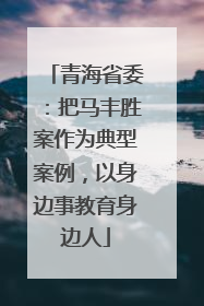 青海省委：把马丰胜案作为典型案例，以身边事教育身边人