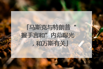 马斯克与特朗普“握手言和”内幕曝光，和万斯有关