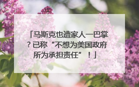 马斯克也遭家人一巴掌？已称“不想为美国政府所为承担责任”！