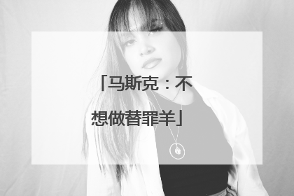 马斯克：不想做替罪羊