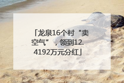龙泉16个村“卖空气”，领到12.4192万元分红