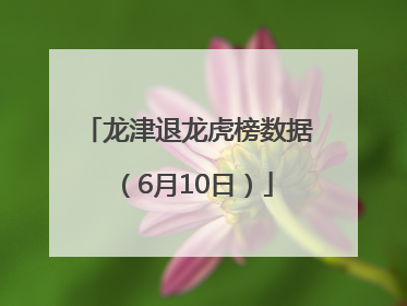龙津退龙虎榜数据（6月10日）