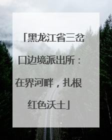 黑龙江省三岔口边境派出所：在界河畔，扎根红色沃土