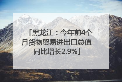 黑龙江：今年前4个月货物贸易进出口总值同比增长2.9%