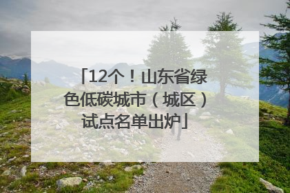 12个！山东省绿色低碳城市（城区）试点名单出炉