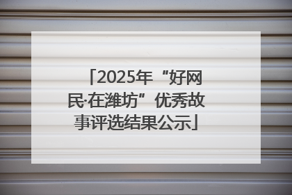2025年“好网民·在潍坊”优秀故事评选结果公示