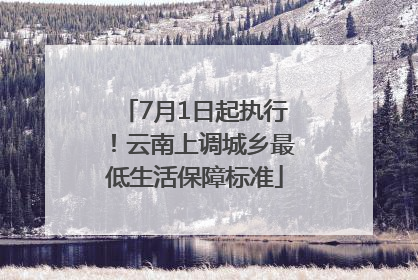 7月1日起执行！云南上调城乡最低生活保障标准