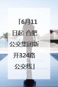 6月11日起 合肥公交集团新开324路公交线
